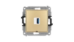 ICON Mechamizm gniazda pojedynczego USB A-A 3.0, bez pola opisowego złoty 29IGUSBBO-5