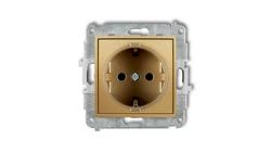 ICON Mechanizm gniazda pojedynczego z uziemieniem SCHUKO 2P+Z (przesłony torów prądowych) złoty 29IGP-1sp