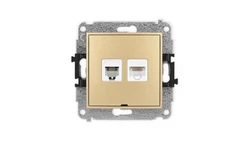 ICON Mechanizm gniazda telefonicznego 1xRJ11 + komputerowego 1xRJ45, kat. 5e, 8-styk, beznarzędziowe, bez opisu złoty 29IGTKBO