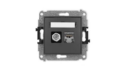 ICON Mechanizm gniazda antenowego poj. typu F (SAT) + gniazda komp. poj. 1xRJ45 kat. 6 ekranowane, 8-styk grafitowy mat 28IGFK-5