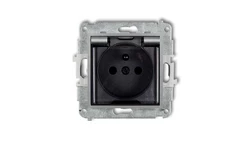 ICON Mechanizm gniazda bryzgoszczelnego z uziemieniem 2P+Z (klapka dymna, przesłony torów prądowych) srebrny metalik 7IGPB-1zdp