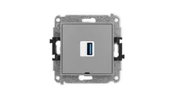 ICON Mechamizm gniazda pojedynczego USB A-A 3.0, bez pola opisowego szary mat 27IGUSBBO-5