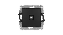 ICON Mechanizm gniazda pojedynczego USB A-B 2.0, bez pola opisowego czarny mat 12IGUSBBO-3