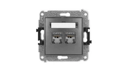 ICON Mechanizm gniazda komputerowego podwójnego 2xRJ45, kat. 6, ekranowane, 8-stykowy grafitowy 11IGK-6