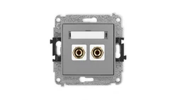 ICON Mechanizm gniazda głośnikowego poj. (typu banan - czerwony i czarny, pozłacany, 4 mm2, do lutowania) szary mat 27IGG-3