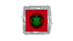 ICON Mechanizm gniazda pojedynczego z uziemieniem 2P+Z DATA z kluczem czerwony IGZK