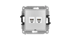 ICON Mechanizm gniazda telefonicznego podwójnego 2xRJ11, 4-stykowy, beznarzędziowe, bez pola opisowego srebrny metalik 7IGTBO-2