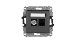 ICON Mechanizm gniazda antenowego poj. typu F (SAT) + gniazda komp. poj. 1xRJ45, kat. 6, 8-stykowy grafitowy mat 28IGFK-3