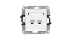 ICON Mechanizm gniazda komputerowego podwójnego 2xRJ45, kat. 6, 8-stykowy biały IGK-4