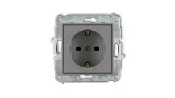 ICON Mechanizm gniazda pojedynczego z uziemieniem SCHUKO 2P+Z (przesłony torów prądowych) szary mat 27IGP-1sp