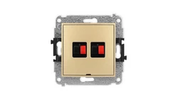 ICON Mechanizm gniazda głośnikowego podwójnego, bez pola opisowego złoty 29IGGBO-2