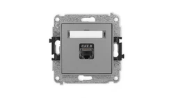 ICON Mechanizm gniazda komputerowego pojedynczego 1xRJ45, kat. 8, ekranowane, 8-stykowy szary mat 27IGK-11