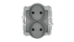 ICON Mechanizm gniazda podwójnego do ramki bez uziemienia 2x2P (bez przesłon torów prądowych) szary mat 27IGPR-2