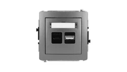 DECO Mechanizm ładowarki USB podwójnej USB C + USB A, 20W max., grafitowy 11DCUSB-8