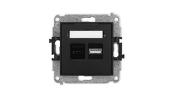 MINI Mechanizm ładowarki USB podwójnej USB C + USB A, 20W max., czarny mat 12MCUSB-8