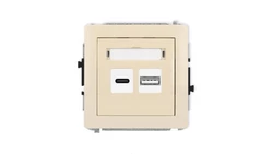 DECO Mechanizm ładowarki USB podwójnej USB C + USB A, 20W max., beżowy 1DCUSB-8