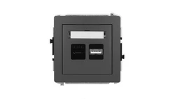 DECO Mechanizm ładowarki USB podwójnej USB C + USB A, 20W max., grafitowy mat 28DCUSB-8