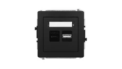 DECO Mechanizm ładowarki USB podwójnej USB C + USB A, 20W max., czarny mat 12DCUSB-8