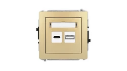 DECO Mechanizm ładowarki USB podwójnej USB C + USB A, 20W max., złoty 29DCUSB-8