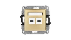 MINI Mechanizm ładowarki USB podwójnej 2xUSB C, 20W max., złoty 29MCUSB-7