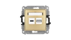 MINI Mechanizm ładowarki USB podwójnej USB C + USB A, 20W max., złoty 29MCUSB-8