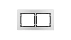 DECO Ramka uniwersalna podwójna - aluminium szczotkowane (ramka: srebrna spód: czarny) 7-12-DRA-2