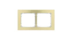 DECO Ramka uniwersalna podwójna - aluminium szczotkowane (ramka: kolor mosiężny spód: biały) 8-0-DRA-2