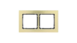 DECO Ramka uniwersalna podwójna - aluminium szczotkowane (ramka: kolor mosiężny spód: grafitowy) 8-11-DRA-2