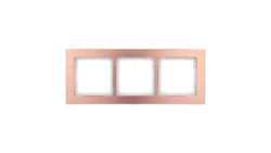 DECO Ramka uniwersalna potrójna - aluminium szczotkowane (ramka: kolor miedziany spód: biały) 9-0-DRA-3
