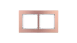 DECO Ramka uniwersalna podwójna - aluminium szczotkowane (ramka: kolor miedziany spód: biały) 9-0-DRA-2