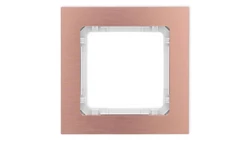 DECO Ramka uniwersalna pojedyncza - aluminium szczotkowane (ramka: kolor miedziany spód: biały) 9-0-DRA-1