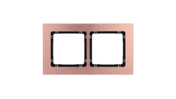 DECO Ramka uniwersalna podwójna - aluminium szczotkowane (ramka: kolor miedziany spód: czarny) 9-12-DRA-2