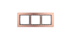 DECO Ramka uniwersalna potrójna - aluminium szczotkowane (ramka: kolor miedziany spód: grafitowy) 9-11-DRA-3