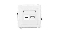 DECO Mechanizm ładowarki USB podwójnej USB C + USB A, 20W max., biały DCUSB-8