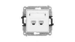 MINI Mechanizm gniazda komputerowego podwójnego 2xRJ45, kat. 6A, 8-stykowy biały mat 25MGK-8