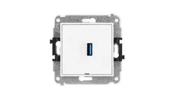 MINI Mechamizm gniazda pojedynczego USB A-A 3.0, bez pola opisowego biały mat 25MGUSBBO-5