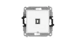 MINI Mechanizm gniazda pojedynczego USB A-B 2.0, bez pola opisowego biały mat 25MGUSBBO-3