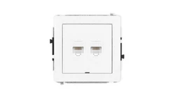 DECO Mechanizm gniazda komputerowego podwójnego 2xRJ45, kat. 5e, 8-stykowy, bez pola opisowego, biały mat 25DGKBO-2