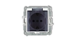 MINI Mechanizm gniazda bryzgoszczelnego z uziemieniem SCHUKO 2P+Z (klapka dymna, przesłony torów prądowych) biały mat 25MGPB-1sd