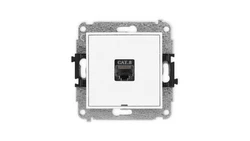 MINI Mechanizm gniazda komputerowego pojedynczego 1xRJ45, kat. 8, ekranowane, 8-stykowy, bez pola opisowego biały mat 25MGKBO-11