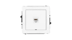 DECO Mechanizm gniazda komputerowego pojedynczego 1xRJ45, kat. 6A, 8-stykowy, bez pola opisowego, biały mat 25DGKBO-7
