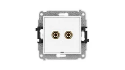 MINI Mechanizm gniazda głośnikowego pojedynczego, bez pola opisowego (typu banan - czerwony i czarny, pozłacany, 4 mm2, do lutow