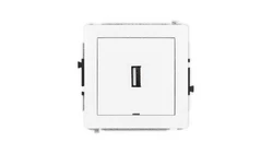 DECO Mechanizm gniazda pojedynczego USB A-A 2.0, bez pola opisowego, biały mat 25DGUSBBO-1
