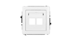 DECO Mechanizm gniazda multimedialnego podwójnego bez modułu (standard Keystone), biały mat 25DGM-2P