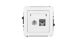 DECO Mechanizm gniazda antenowego poj. typu F (SAT) + gniazda komp. poj. 1xRJ45, kat. 6 ekranowe, 8-stykowy, biały mat 25DGFK-5