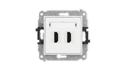 MINI Mechanizm gniazda podwójnego HDMI 2.0 biały mat 25MHDMI-4