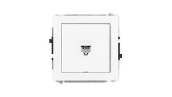DECO Mechanizm gniazda telefonicznego pojedynczego 1xRJ11, 4-stykowy, beznarzędziowe, bez pola opisowego, biały mat 25DGTBO-1
