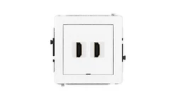DECO Mechanizm gniazda podwójnego HDMI 2.0, bez pola opisowego, biały mat 25DHDMIBO-4