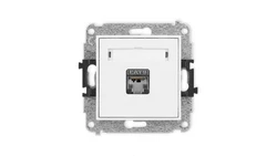 MINI Mechanizm gniazda komputerowego pojedynczego 1xRJ45, kat. 6, ekranowane, 8-stykowy biały mat 25MGK-5