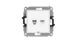 MINI Mechanizm gniazda telefonicznego pojedynczego 1xRJ11 + komputerowego pojedynczego 1xRJ45, kat. 5e, 8-stykowy, beznarzędziow